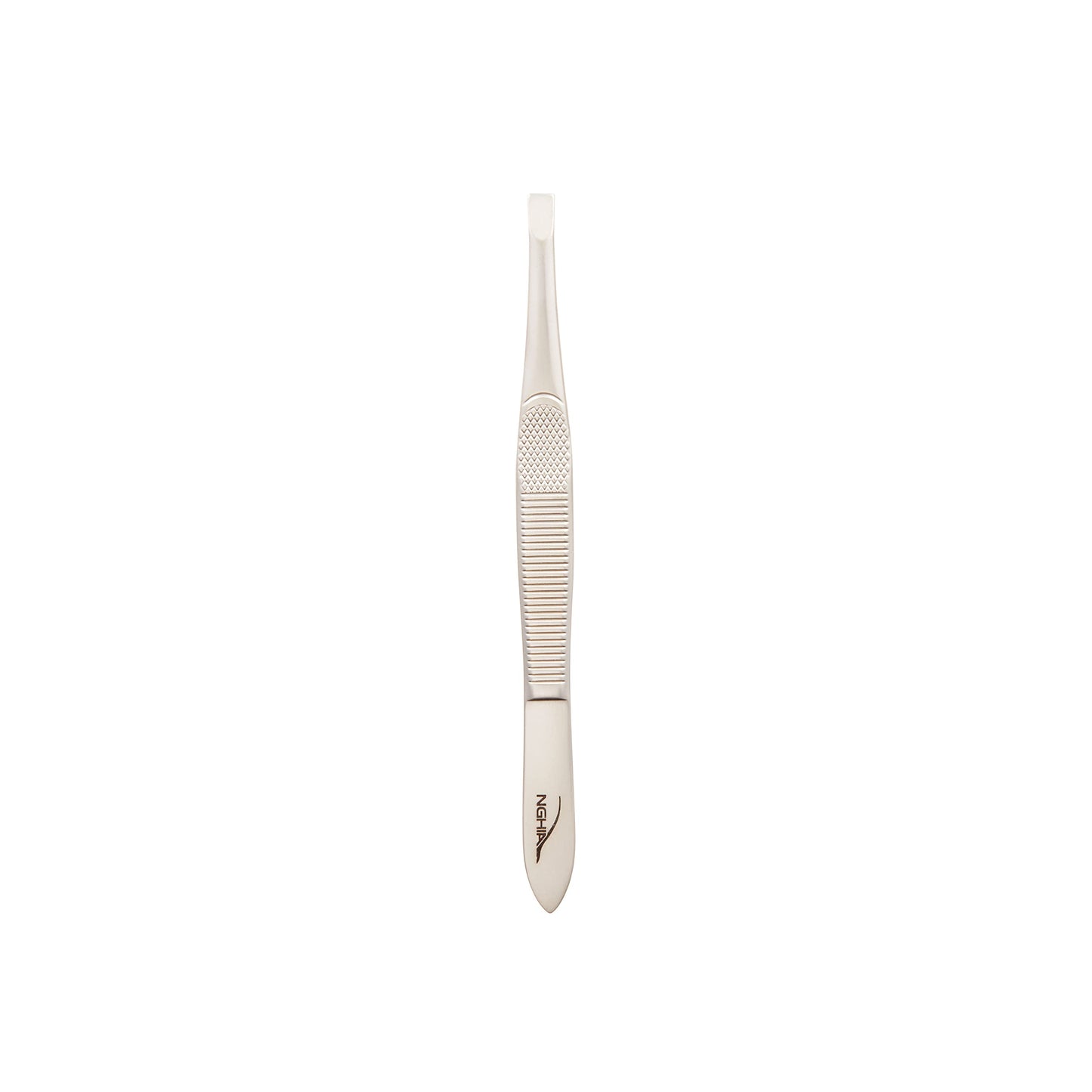 NGHIA Straight Tip Tweezer - N-408 - Gold Plated Stainless Steel - Ergonomic Eyebrow Tweezer for Precision Grooming - Hair Removal - Professional Beauty and Personal Care Nghia