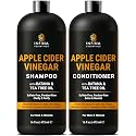 INFINA ESSENTIALS Apple Cider Vinegar Shampoo and Conditioner Set | Clarifying & Detoxifying for Oily Scalp | 16 fl oz Each | with Batana Oil, Biotin