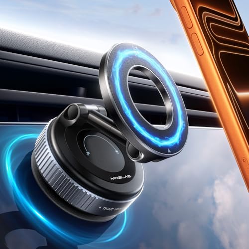 MRGLAS 2026 Upgraded Phone Holders for Your Car, Magsafe Car Mount Ultra Magnetic, 360° Adjustable Vacuum Suction Car Phone Mount, Car Truck…