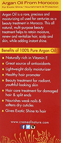 Creme of Nature, 100% Pure Argan Oil From Morocco, Restores, Protects and Moisturizes Hair, Scalp & Skin, 1 Fl Oz