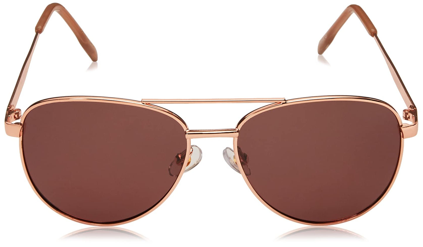Foster Grant Women's Prelude Aviator Polarized Sunglasses, Gold/Rose POL, 60 mm