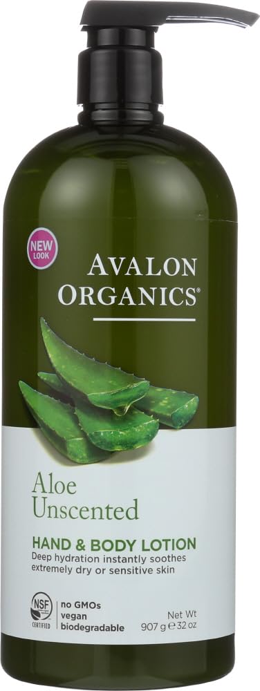 Avalon Organics Hand & Body Lotion for Dry Skin Aloe Unscented, 32 OZ