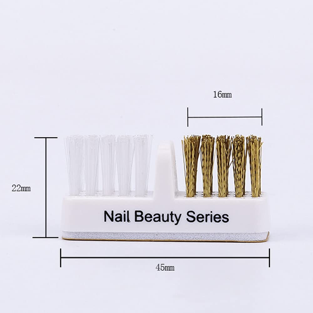 2Pcs Nail Art Drill Bit Cleaning Brushes 2-in-1 Copper and Soft Brushes Nail Art Tools for Nail Salon or Home Use, White