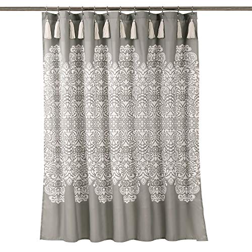 Lush Decor Boho Medallion Shower Curtain Single 72" W x 72" L Gray - Boho Shower Curtains for Bathroom Decor - Gray Bathroom Curtain