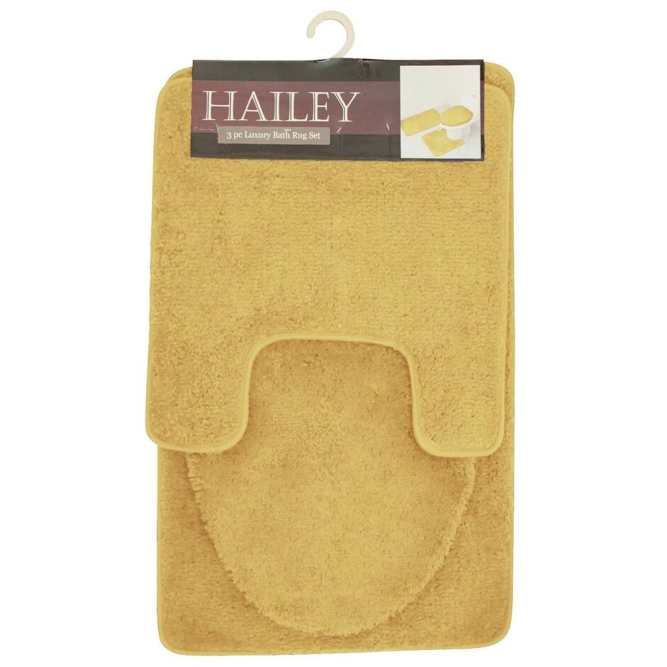 Kashi Home Hailey 3 Piece Bath Rug Set, Bath Mat, Contour Rug, Toilet Seat Lid Cover, Soft Pile, Water Absorbent Solid Color (Fuchsia)