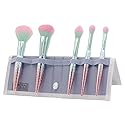 MODA Mythical Splash 6pc Travel-Size Makeup Brush Kit - Vegan Brushes with Holographic Case for Face & Eyes