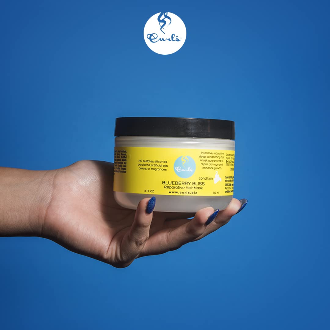 Curls Blueberry Bliss Reparative Hair Mask - 8 fl oz, Deep Conditioning, Repair, Protect, Restore, Detangle and Moisturize, For All Types