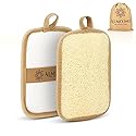 Almooni Premium Egyptian Exfoliating Loofah Pad Body Scrubber - Rectangular loofa Shape - Made with Natural Egyptian Shower lufa Sponge That Gets You