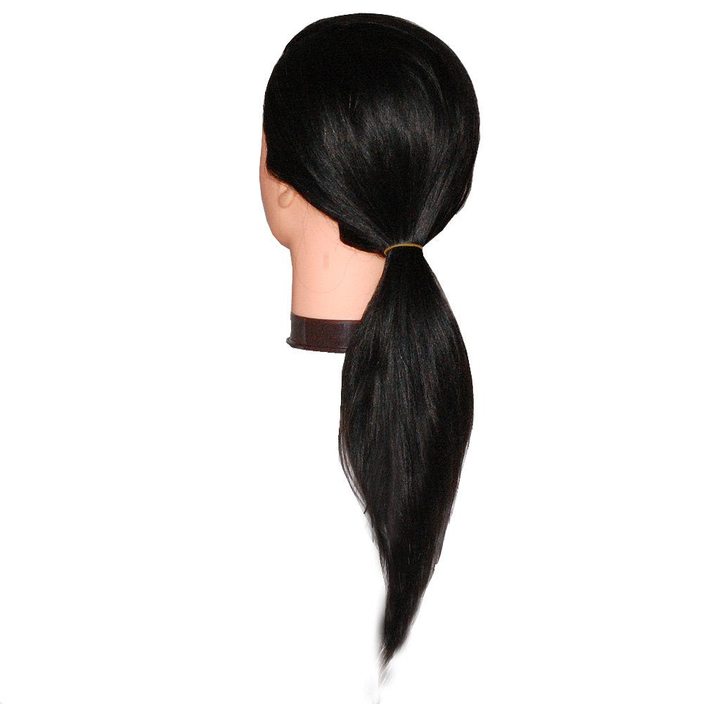 Zvena Beauty 24" Human Hair Cosmetology Mannequin Manikin Training Head with Clamp (24" DARK BROWN (KAYLEN+C))