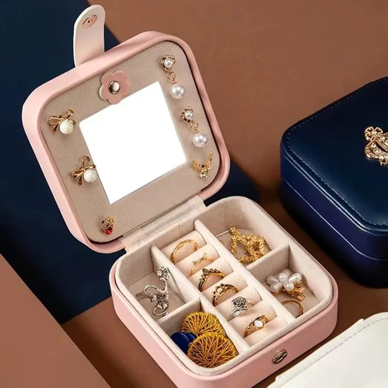 Jewelry Case Jewelry Organizer, Ring Necklace Earring Jewelry Organizer Box with Mirror,Vacation Essential Women's Travel Accessories, Birthday Gifts…