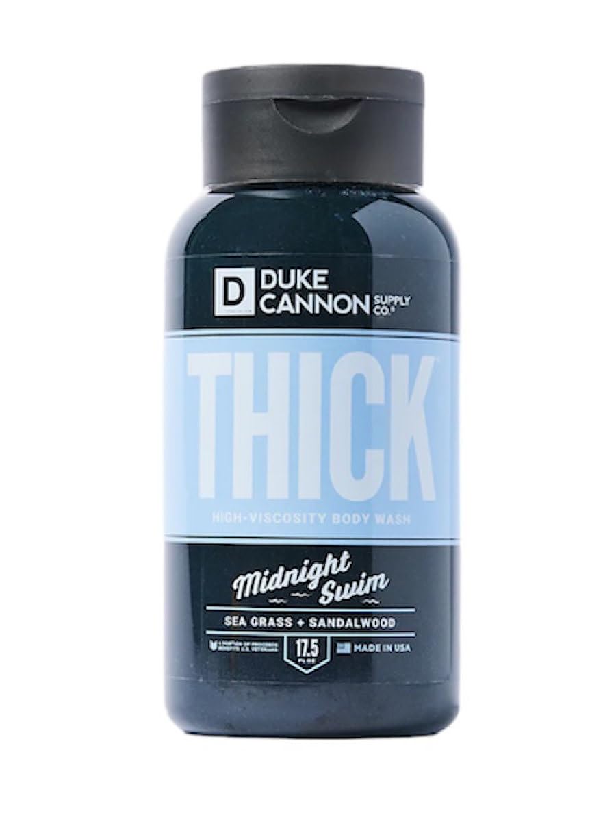 Duke Cannon Thick Body Wash - Midnight Swim, Men’s Body Wash for Deep Clean, Fresh Scent, Large 17.5 oz Bottle, Sulfate-Free, Moisturizing Formula
