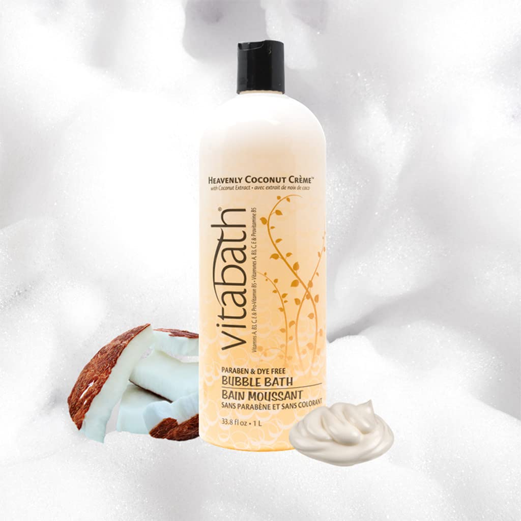 Vitabath Heavenly Coconut Crème Bubble Bath Rich Foaming Bubbly Soak & Relaxing Aromatherapy Moisturizing & Nourishing Indulgent Suds for Women & Men