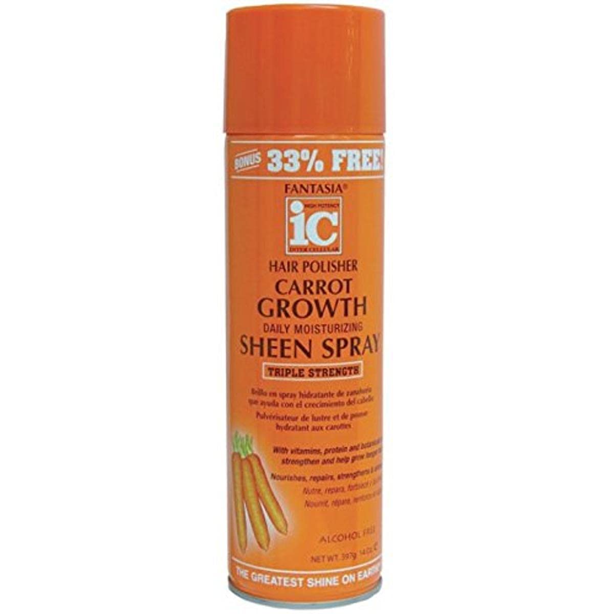 FANTASIA Ic Hair Polisher Carrot Growth Sheen Spray 14 Oz