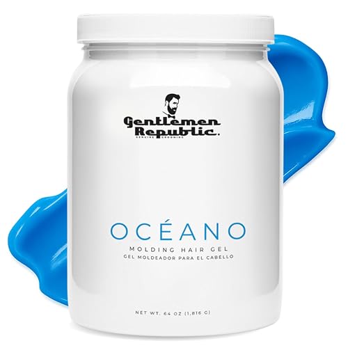 Gentlemen Republic Oceano Men's Hair Gel 64oz without Pump - Strong Touchable Hold and High Shine Styling Gel for Hair, 100% Alcohol-Free Professional