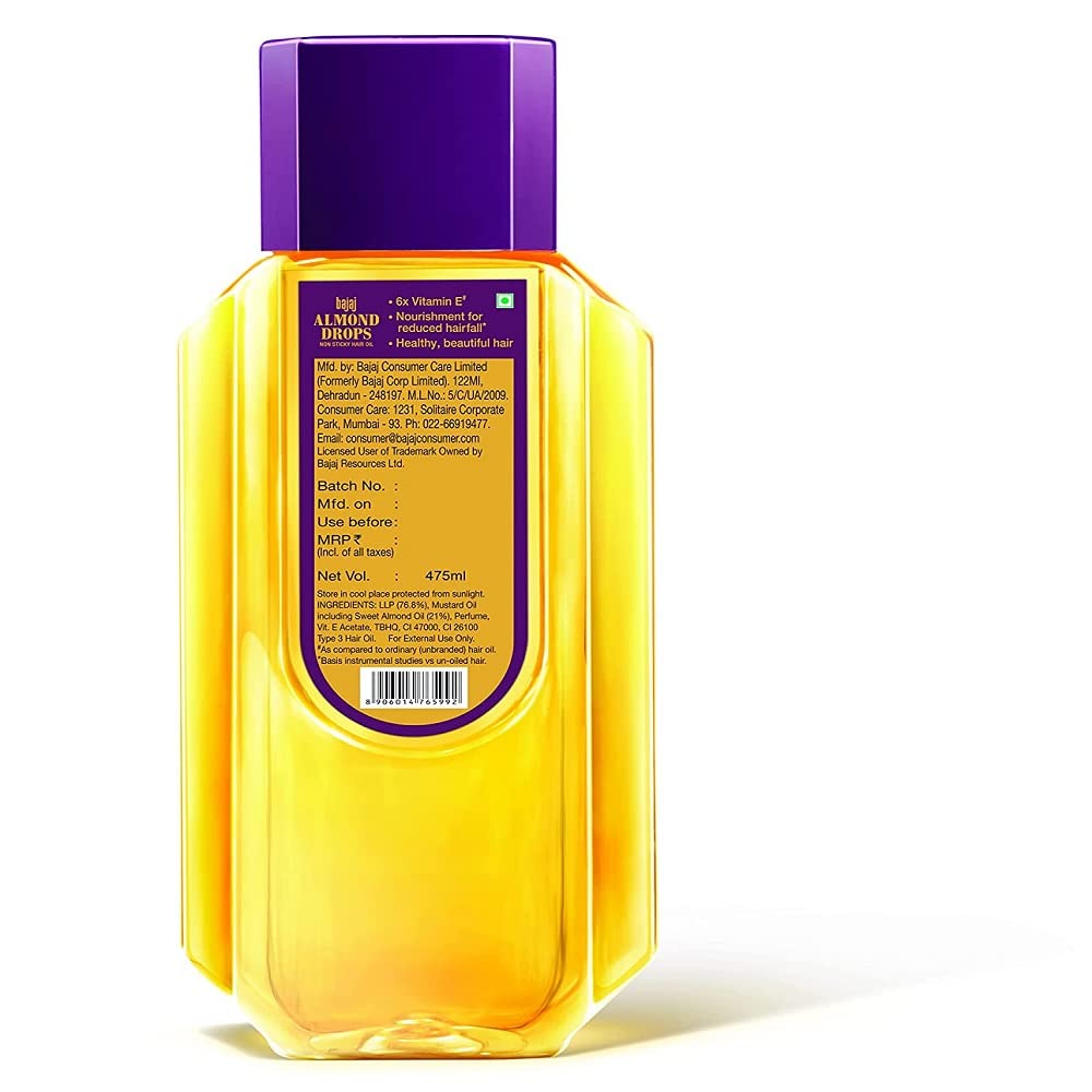 Bajaj Almond Drops Hair Oil -500ml(16.91 Floz.) by Subhlaxmi Grocers