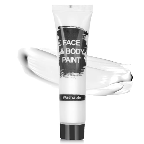 Halloween Face Body Paint, Clown White Makeup Tube, Washable for SFX Skull Joker Zombie Vampire Skeleton Goth Cosplay