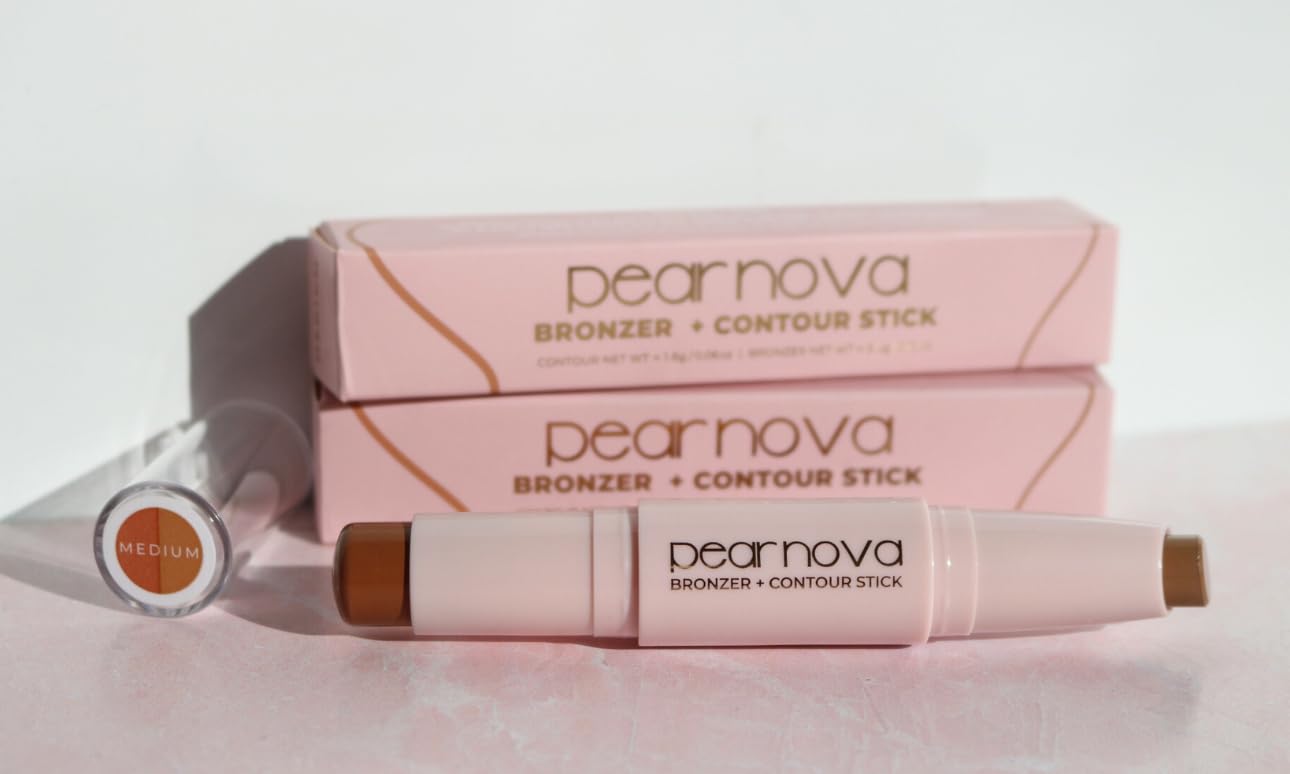 Pear Nova Bronzer and Contour Stick, 2-in-1 Cream Formula (Medium)