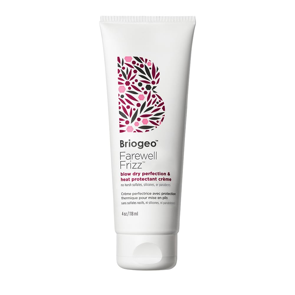 Briogeo Farewell Frizz Blow Dry Perfection & Heat Protectant Crème, Anti Frizz Hair Cream with Argan Oil for Styling, Silicone-free, Heat Protectant