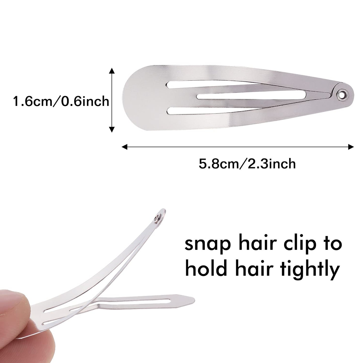 Lawie 100 Pack 6 CM Silver Blank Snap Metal Hair Clips 2.5 Inch Small Plain Base Hair Barrettes Gray Hair Pins Thin Fine Bang Hair Grips Arts