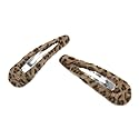 DAONACO 2 Pack Leopard Print Velvet Snap Clips Hair Clips, Stylish, 3.54 inches, for Women Girl