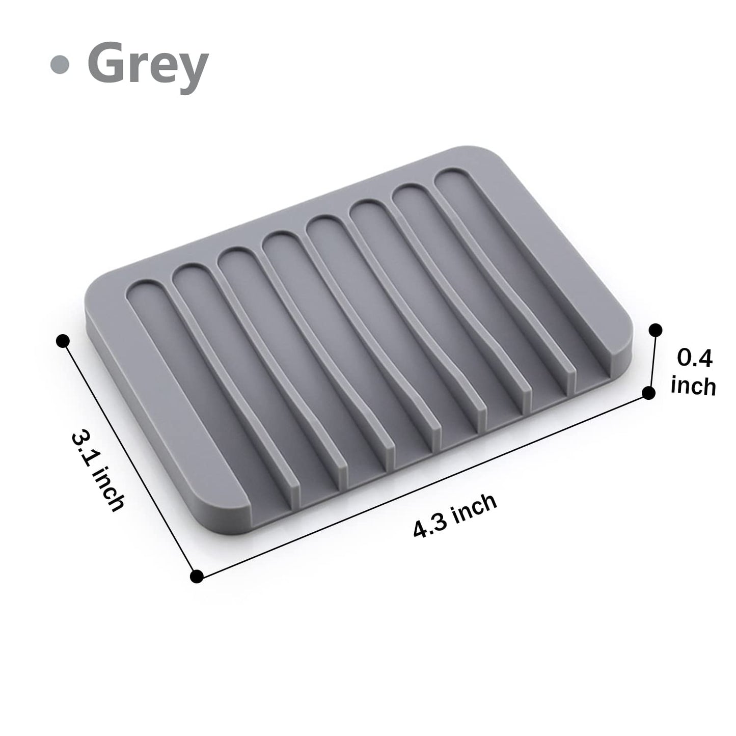 3-Pack Self Draining Soap Dishes – Silicone Waterfall Soap Holders Keep Bars Dry & Clean, Easy to Clean – White, Gray, Teal