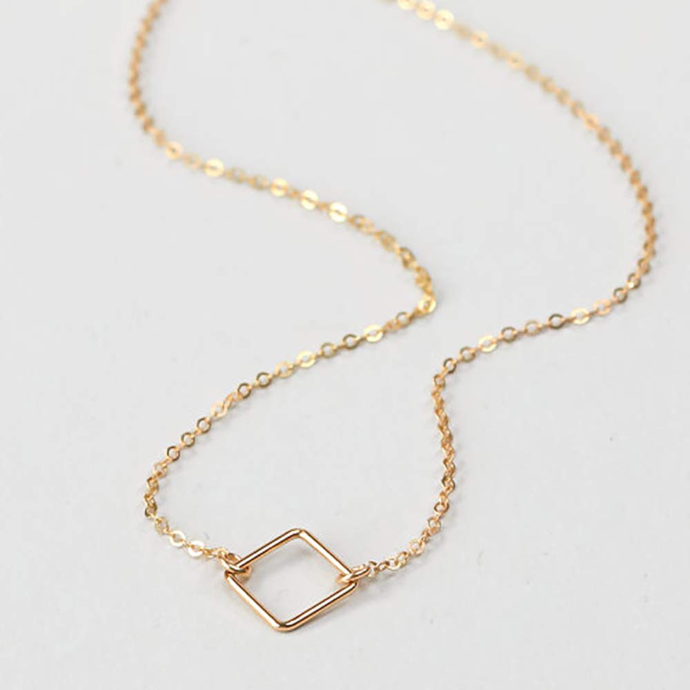 DoubleNine Geometric Square Delicate Layering Coin Necklace Disk Sequins Pendant Choker Gold Jewelry Accessories for Women Girls