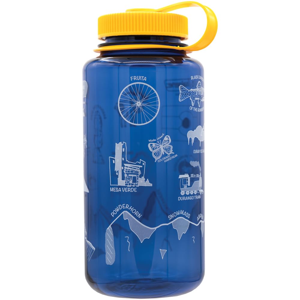 Nalgene Sustain Tritan BPA-Free Water Bottle Made with Material Derived from 50% Plastic Waste, 32 OZ, Wide Mouth, Geographical Bottle Design