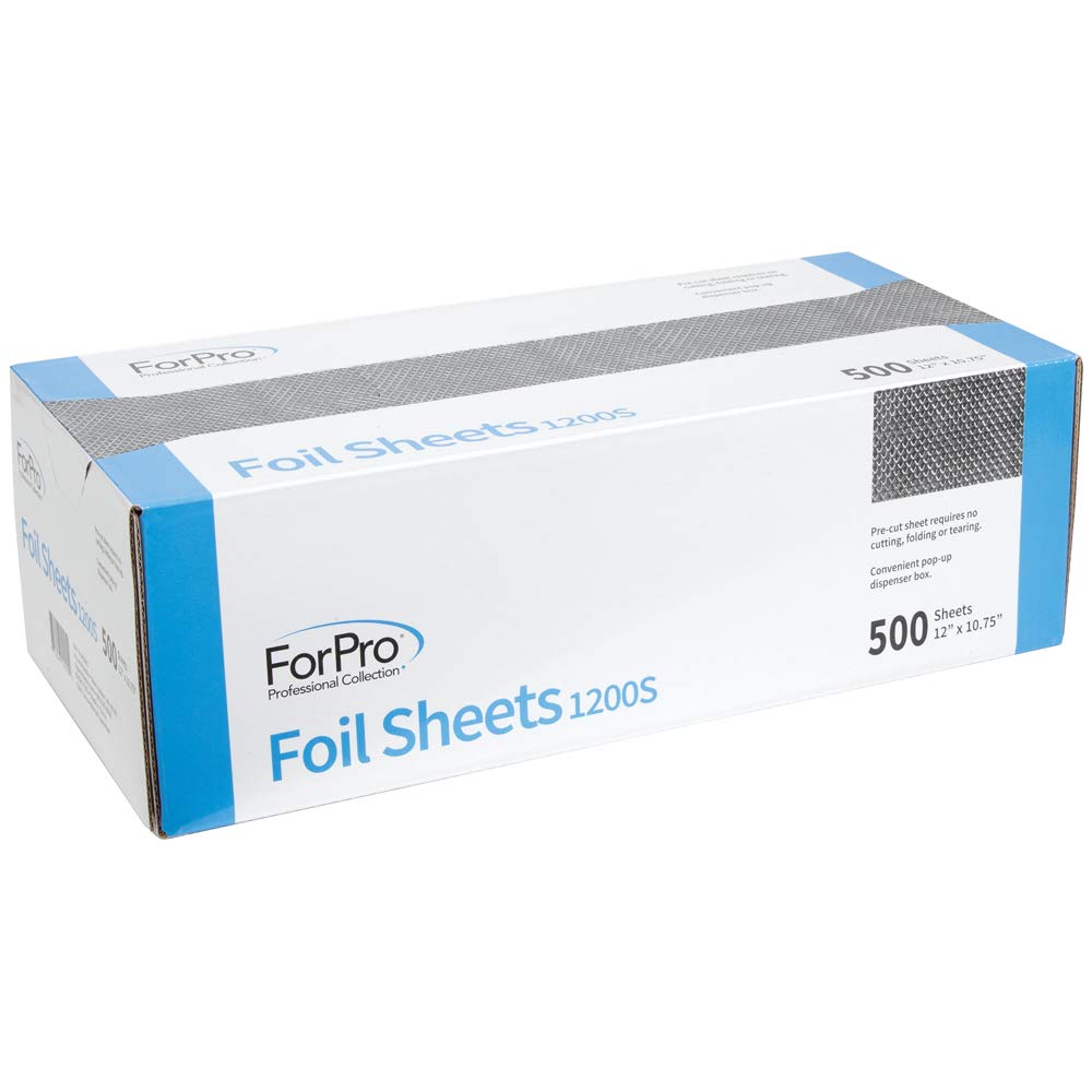 ForPro Professional Collection Embossed Foil Sheets 1200S, Aluminum Foil, Pop-Up Dispenser, for Hair Color Application and Highlighting Services, Food