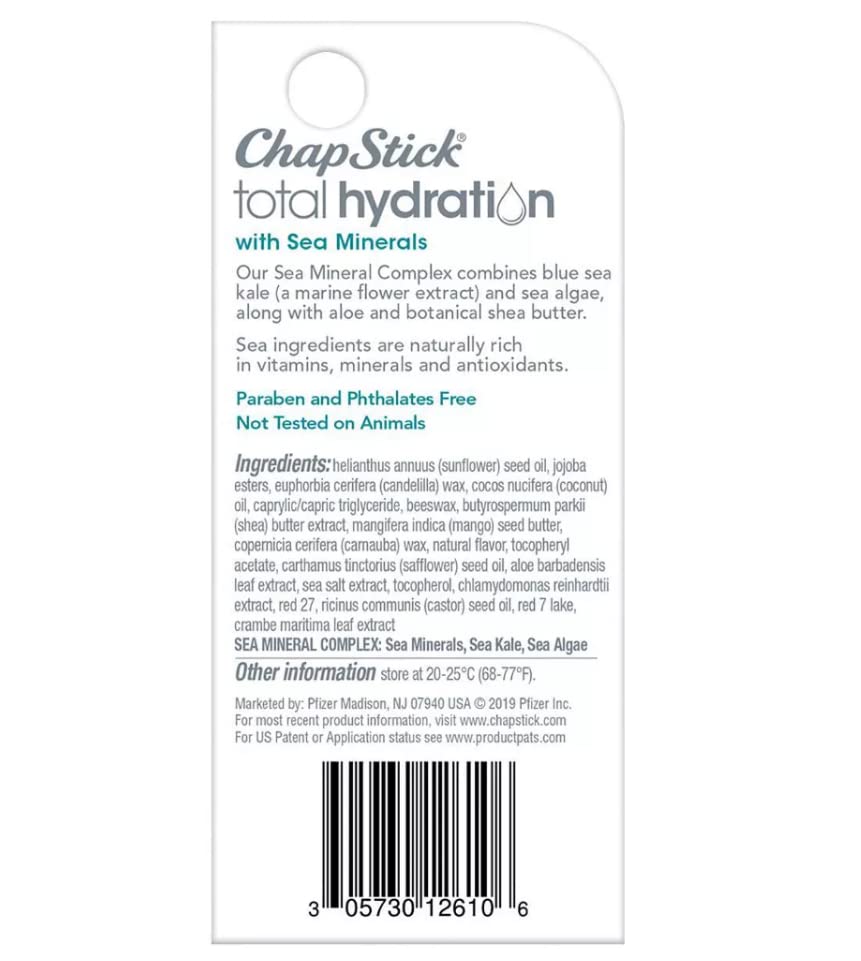 Chapstick Total Hydration Sea Minerals Lip Balm - 0.12oz (Sheer Glow)