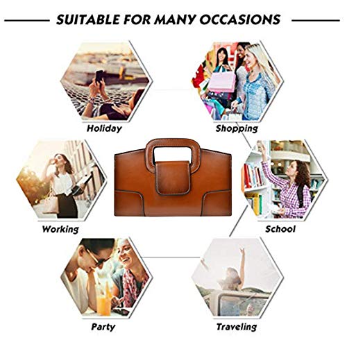 ZLMBAGUS Women Vintage Flap Tote Top Handle Satchel Handbags PU Leather Clutch Purse Casual Messenger Chain Shoulder
