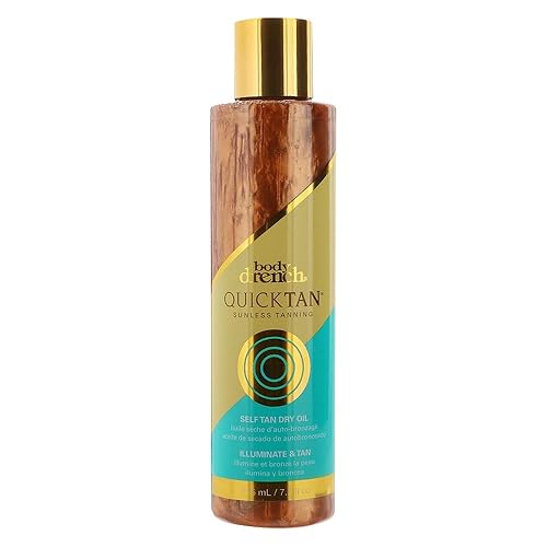 Body Drench Quick Tan Self Tanner Dry Oil - Sunless Tanning Oil for Glowing Skin, Streak-Free Bronzer with Natural-Looking Tan in Hours, 7.2 oz