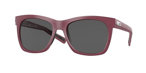 Costa Del Mar Womens Caldera Rectangular Sunglasses, Net Plum/Grey Polarized-580G, 55 mm