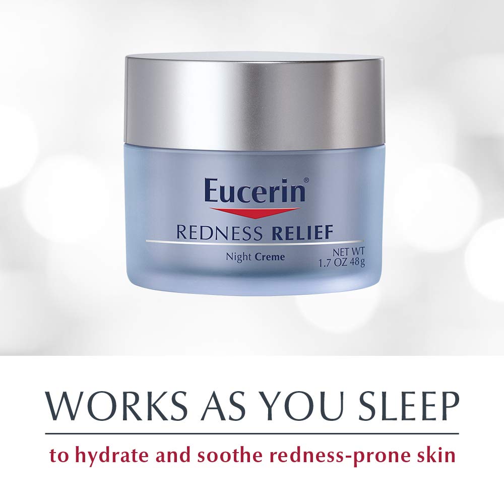 Eucerin Redness Relief Night Creme - Hydrating Cream Safe for Sensitive, Redness-Prone Skin & Rosacea - 1.7 oz Jar