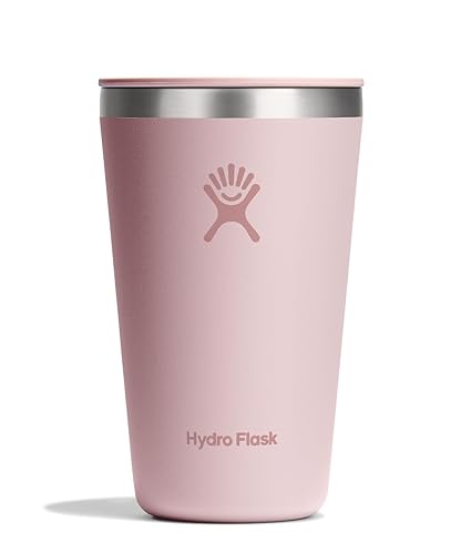 Hydro Flask All Around Tumbler Press-In Lid, Insulated Travel Mug, Stainless Steel Coffee Cup 16 Oz Trillium Pink