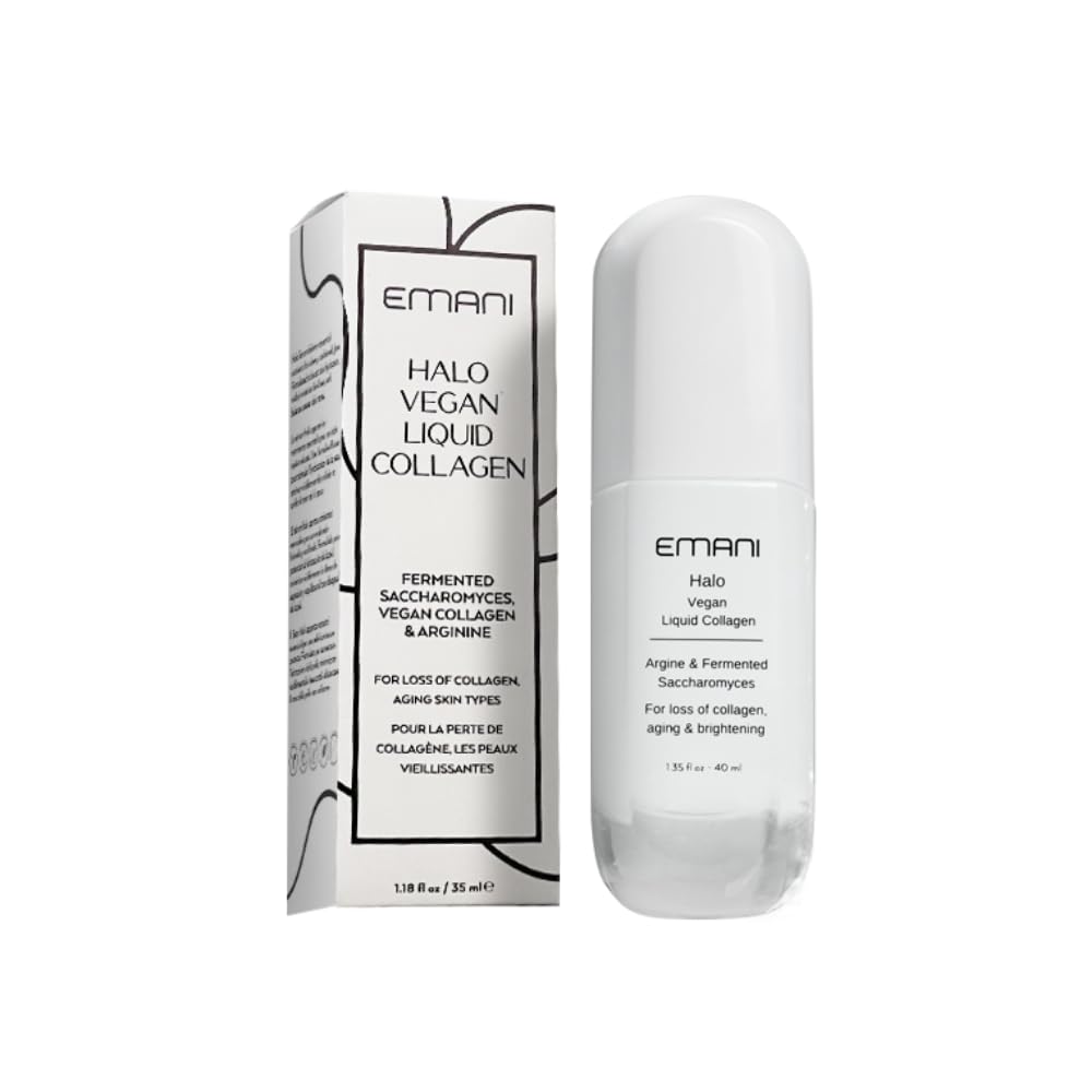 Emani Halo Vegan Collagen Serum for Face, Anti Aging Peptide Serum with Collagen Boost, Ideal for Fine Lines, Wrinkles, and Rough Texture, 1.18 fl oz