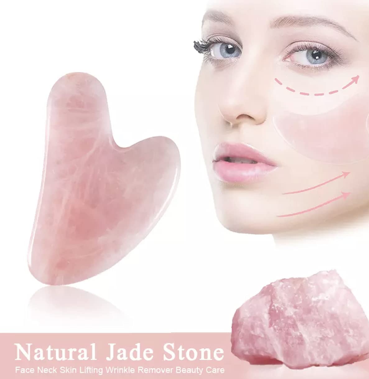 Face Roller Skin Care - Jade Roller Gua Sha Set, Rose Quartz Face Roller | Ultimate Facial Skin Care Products & Beauty Products Tools | Jade Facial