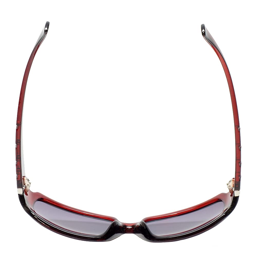 Calabria 830 Oversized Polarized Bifocal Sunglasses +2.00 Wine Red Women Reading Sunglass Readers Bi-Focal Crystal Accents