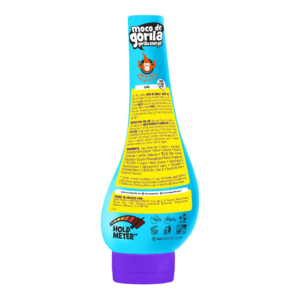 Moco de Gorila Gamer Hair Styling Gel, Long-Lasting Hold, Reactivatable with Water, 11.92 Oz Squeezable Bottles (Pack of 3)