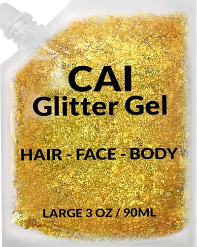 Face, Body & Hair Glitter Gel - Halloween Glitter for Kids and Women - 3 Oz Cosmetic-Grade Gel w/Moon & Stars for Festivals & Halloween Party, Easy