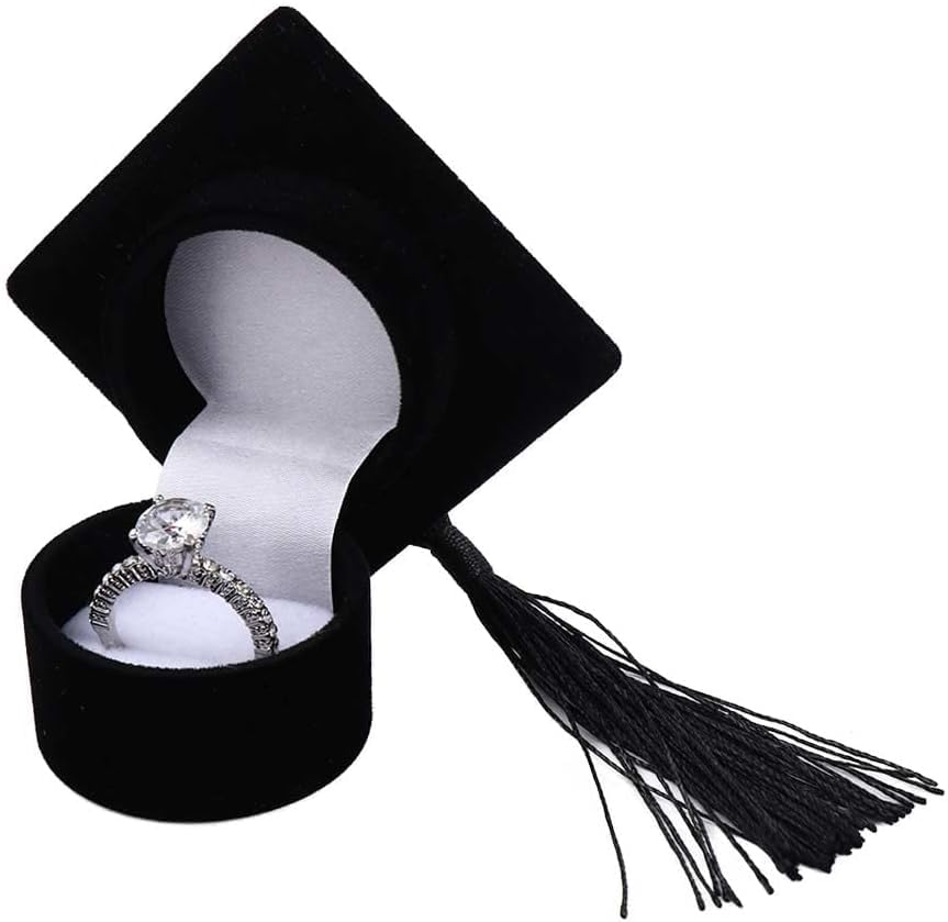 Tangseajiao 1 Pc Black Classic Graduation Ring Box - Graduation Cap Black Ring Box,Ring Storage