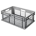 Akro-Mils 37608 Plastic Straight Wall Container Tote with Mesh Sides and Mesh Base, (24-Inch x 16-Inch x 8-Inch), Gray, (4-Pack)