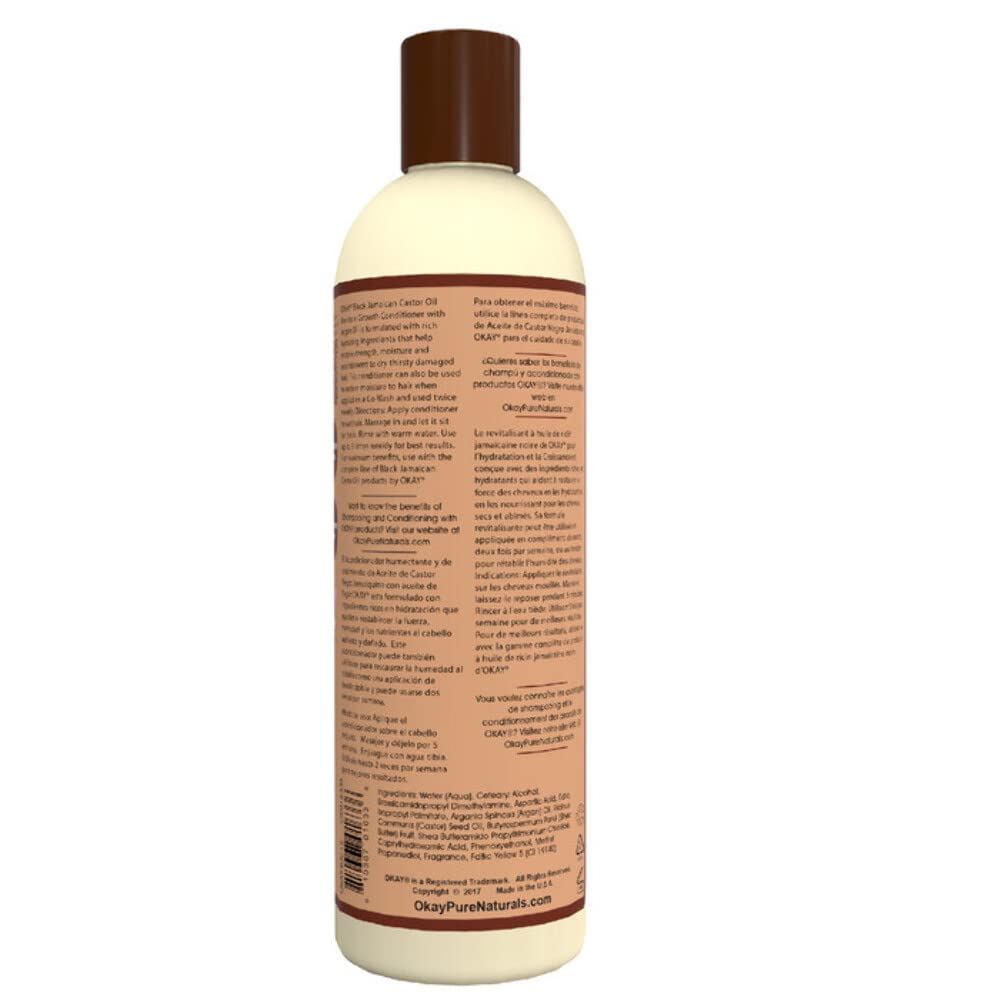 OKAY Black Jamaican Castor Oil Conditioner - Jamaican Black Castor Oil Conditioner for Women and Men with Argan and Shea Butter for Damaged Hair