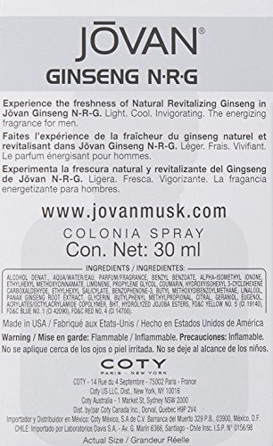 Jovan Ginseng N.R.G. Eau de Cologne Spray 1 fl oz (Pack of 1), Notes of Bergamot, Floral, and Musk, Women's Fragrance, Long Lasting, Everyday Fragrance, Travel Size