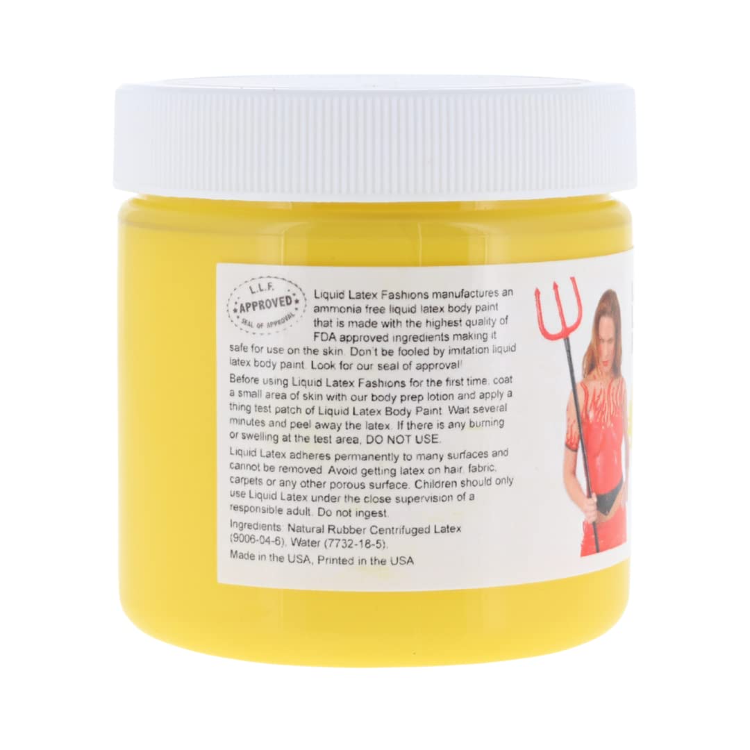 Liquid Latex Fashions Ammonia Free Liquid Latex for Adults and Kids, Face and Body Latex Paint, Ideal for Parties and Cosplay, Super Flexible, Yellow