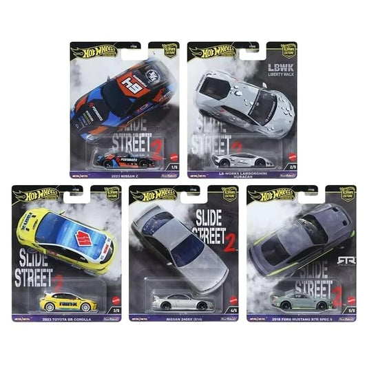 Hot Wheels 2024 Car Culture Slide Street 2 - 5-Pack (FPY86-959H) | Nissan Z, Lamborghini Huracán, GR Corolla, 240SX, Mustang RTR | 1:64 Die-Cast…