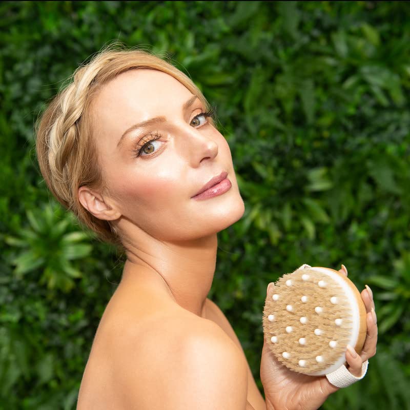 CSM Dry Brushing Body Brush Set - Natural Bristle Dry Brush for Body & Face Exfoliation, Lymphatic Drainage and Circulation Boost