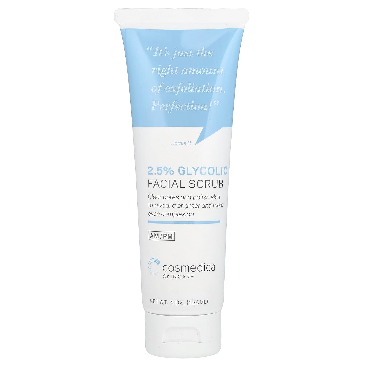 Cosmedica Glycolic Acid 2.5% Facial Scrub & Exfoliating Face Wash - Resurfacing Cleanser Removes Dull Skin, Aging Cells & Impurities for a Youthful