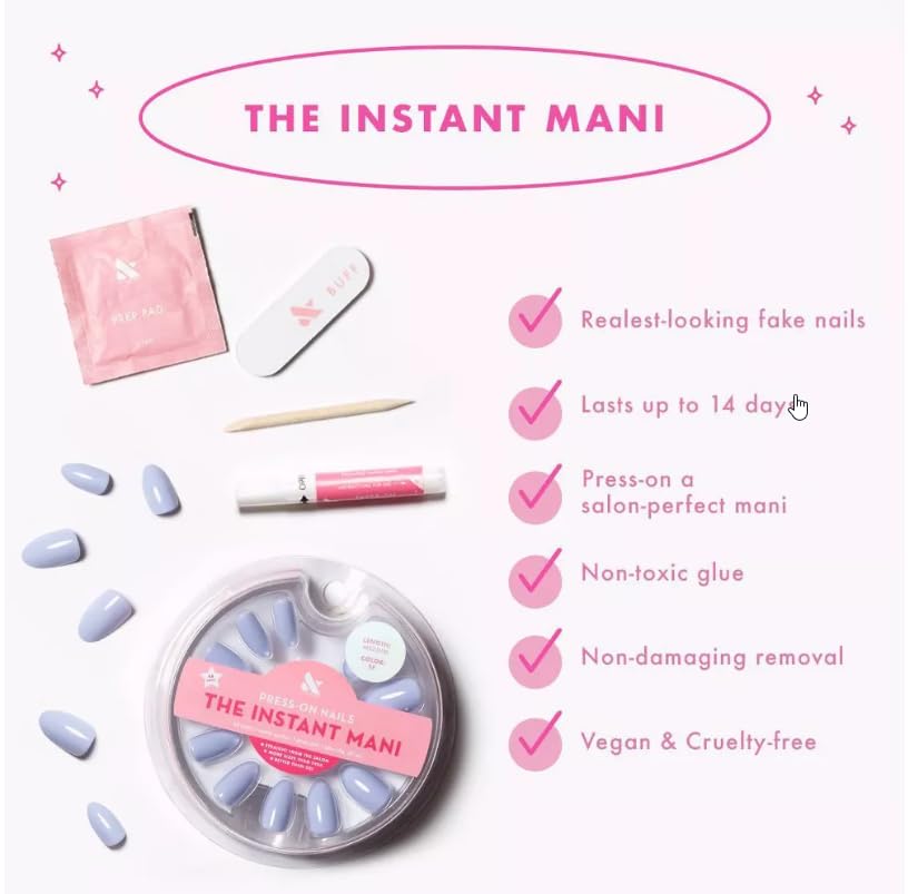 Olive & June Instant Mani Press-On Nails | (Glue) Medium, Almond 42 Fake Nails, 21 Sizes | Non-Toxic, Long-Lasting Recycled Materials Realistic Look | Beauty & Personal Care Olive & June