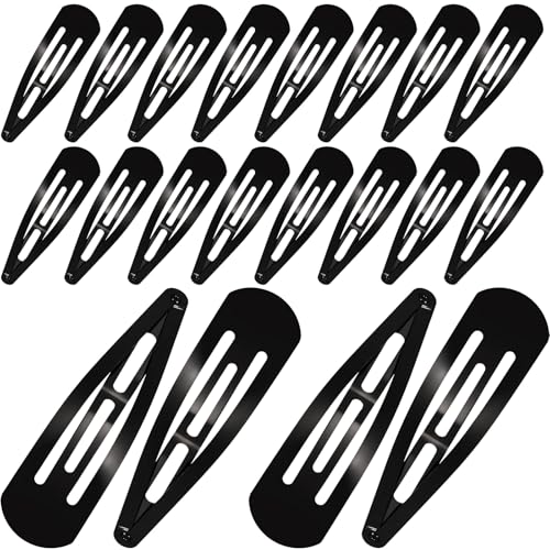 WILLBOND 30 Pieces 3.1 Inch Large Metal Snap Hair Clips Nonslip Barrettes Women Hair Accessories(Black)