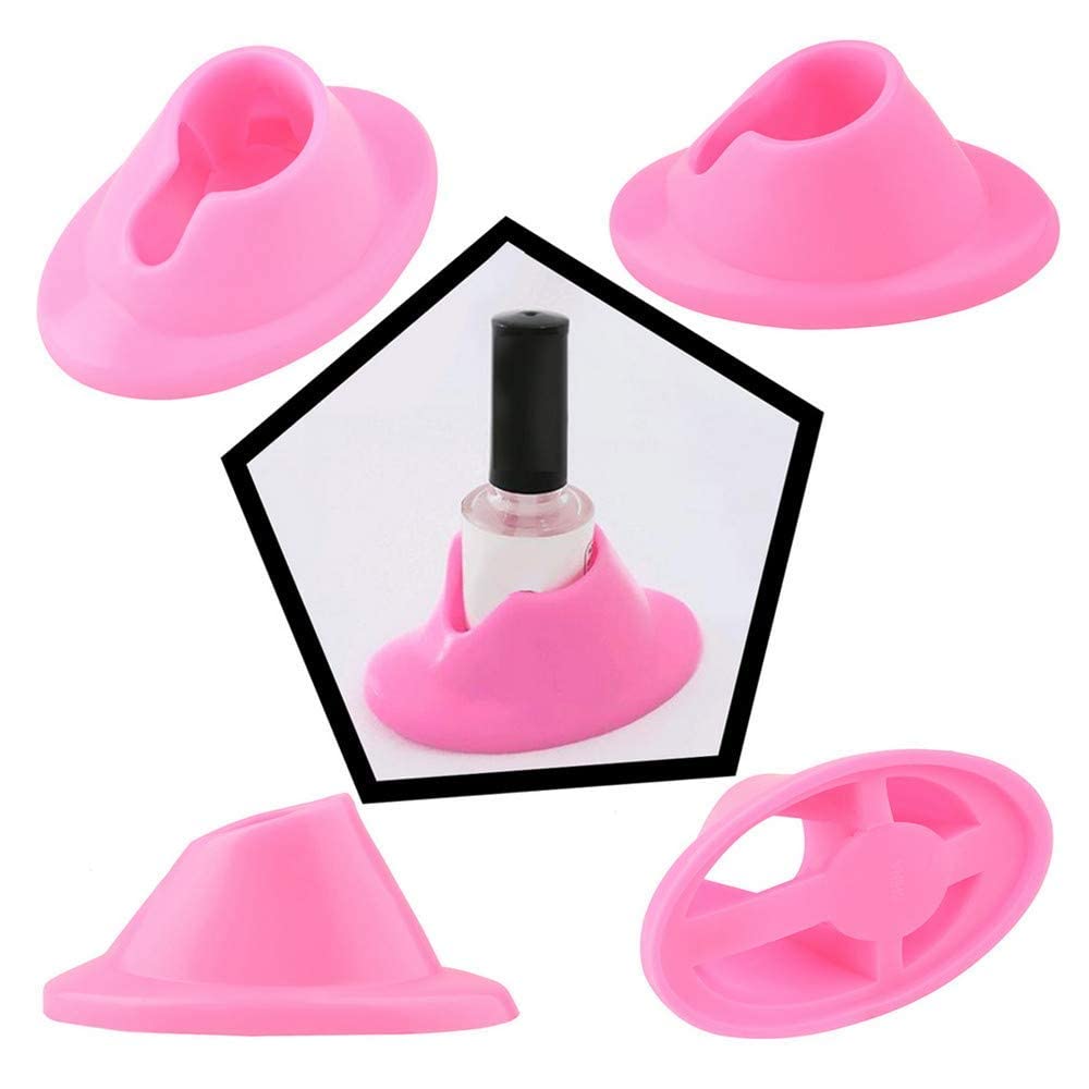 Dreamxue Premium Soft Rubber Nail Polish Bottle Holder Display Nail Art Varnish Polish Seat Tool Pink Anti-spill Bottle Stand Manicure Display Tools